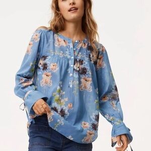 LOFT Blue Floral Blouse
